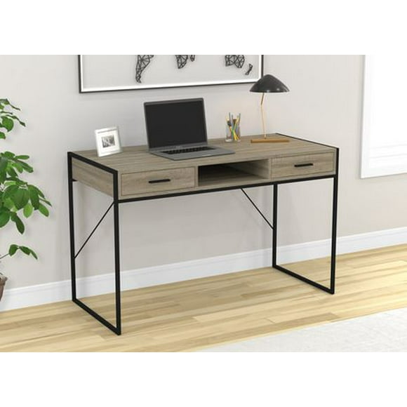 Safdie & Co. Writing Desk/Computer Table/Gaming Office Desk-48"L/Grey Wood/Black Metal