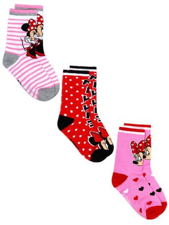 Minnie Mouse three pack printed socks for girls | Walmart Canada