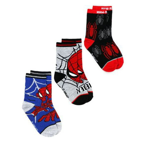 Spiderman Boys' 3 Pack Socks, Size 11-2