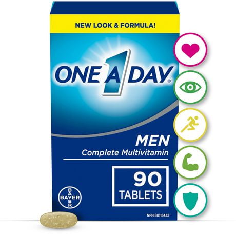 One A Day Multivitamins for Men - Daily Vitamins For Men, Men's Multivitamin With Vitamin A, Vitamin C, Vitamin D and Zinc for Immune Support, Vitamin E, B12, Magnesium, Lycopene Calcium, 90 tablets