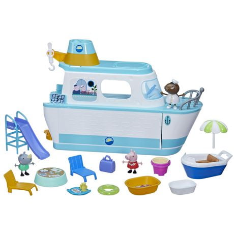 Peppa Pig Le bateau de croisière de Peppa, coffret avec 17 pièces dont 3 figurines, jouet pour enfants