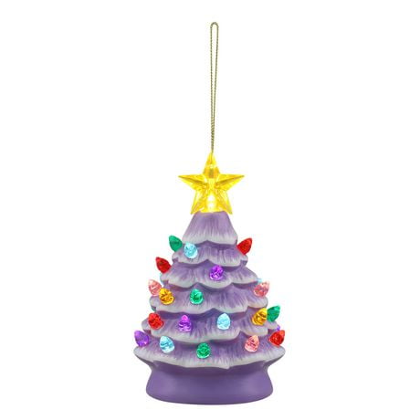 Mr. Christmas 5" Nostalgic Ceramic Lit Tree Ornament, Lavender