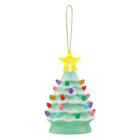 Mr. Christmas 5" Nostalgic Ceramic Lit Tree Ornament, Seafoam Green