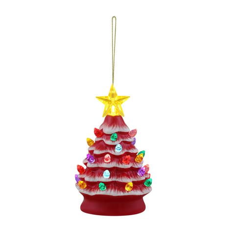 Mr. Christmas 5" Nostalgic Ceramic Lit Tree Ornament, Red