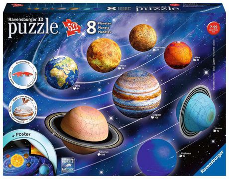 DIGOBAY Casse-tête du système solaire pour enfants de 3 à 8 ans, 70 pièces  – Grand puzzle rond – Planètes spatiales – Astronaute – Jouets cadeaux