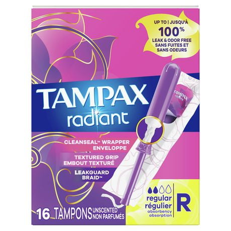 unscented radiant tampons tampax regular plastic zoom