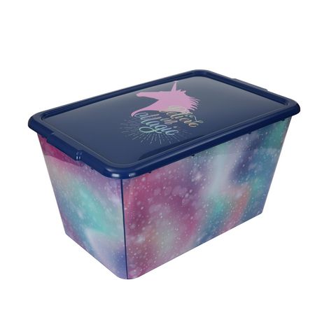 Mainstays 14.5 Gallon Plastic Storage Containers with Unicorn Print ...