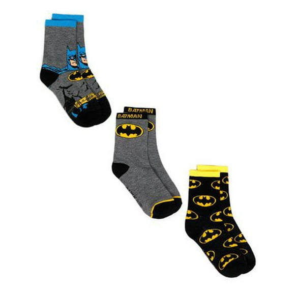 Batman Boy's 3 Pack Socks, Sizes 8-11 and 11-2