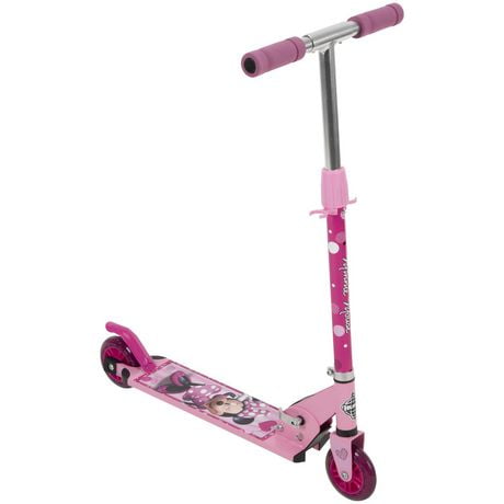 Disney Minnie Girls' Inline Folding Aluminum Scooter, by Huffy, pink, Ideal for ages 5+