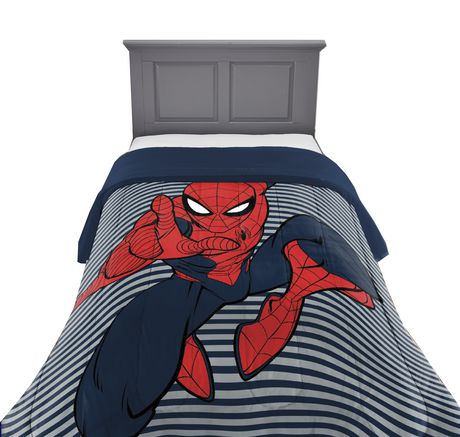 Spiderman Stripes Twin Full Comforter, Twin Bed Set Boy Spiderman