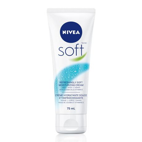 NIVEA Soft All-Purpose Moisturizing Cream | Face, Hand, Body Cream | Non-greasy, hydrating, lightweight | Daily Moisturizer | For all skin types Normal to Dry and Sensitive, 75 mL (Tube)