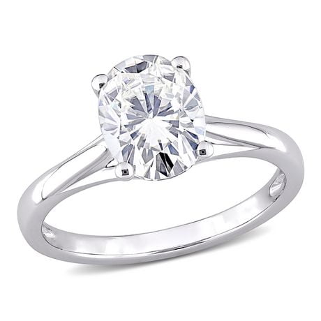 Miabella 2 Carat T.G.W. Moissanite 10k White Gold Oval Solitaire Engagement Ring