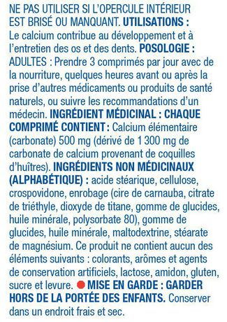 Calcium Carbonate 500mg Fruit Parfum Générique pour Tums 150 Comprimés à Croquer