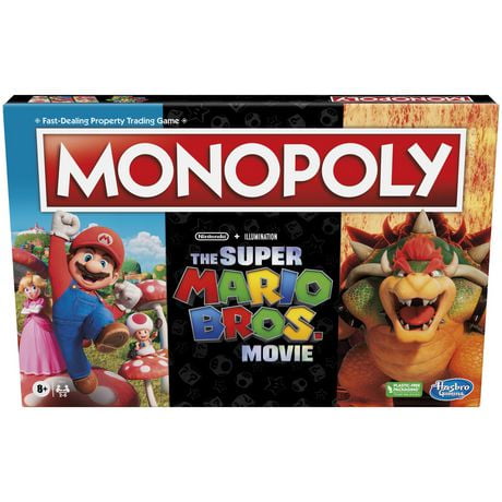 Monopoly : éditon film Super Mario Bros., jeu de plateau pour enfants, inclut pion Bowser À partir de 8 ans