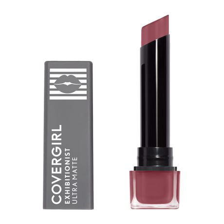 COVERGIRL Exhibitionist Ultra Matte Lipstick, no cracking, no flaking, increases lip moisture by up to 40%, lasts up to 24h, 100% Cruelty-Free, Richly colored matte lipstick