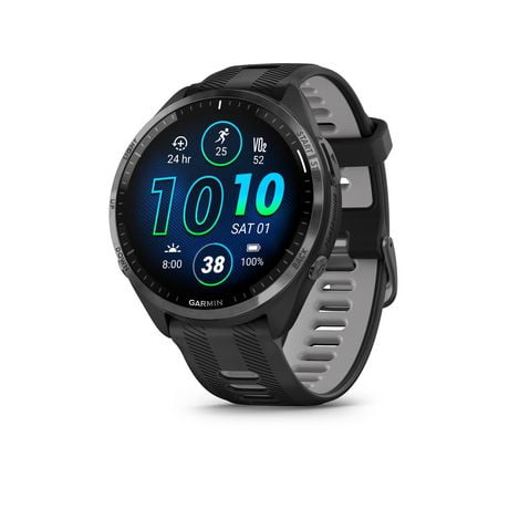 Garmin Forerunner® 965 GPS Smartwatch - Titanium Bezel with Whitestone Case and Whitestone/Powder Grey Silicone Band