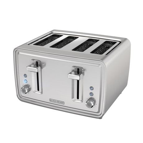 Black + Decker 4-Slice Extra Wide Toaster, in Stainless Steel, Great for thick breads!