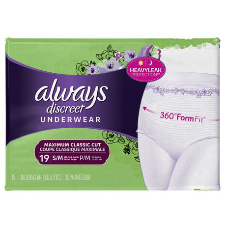 Always Discreet, Incontinence Underwear for Women, Maximum Classic Cut ...