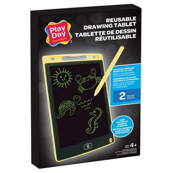 Play Day Reusable Drawing Tablet - 8.5" Yellow, Infinite drawing possibilities