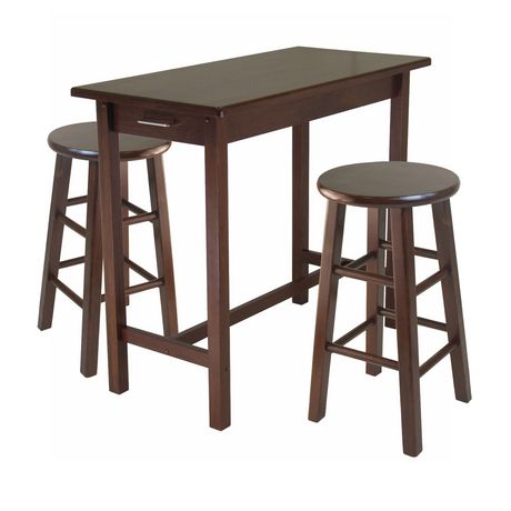 Winsome Sally 3-Pc Breakfast Table Set With 2 Square Leg Stools Walnut