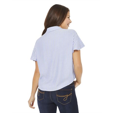 George Women's Ruffle Sleeve Tie Front Shirt | Walmart Canada