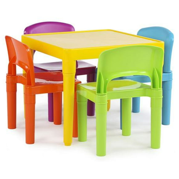 Humble Crew Lightweight Plastic Kids Table and Chair Set, Vibrant