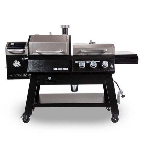 Pit Boss Platinum Series KC Combo 1000 Sq. In. Wifi/Bluetooth Pellet/Gas Grill with Griddle Insert and Flame Broiler, KC COMBO