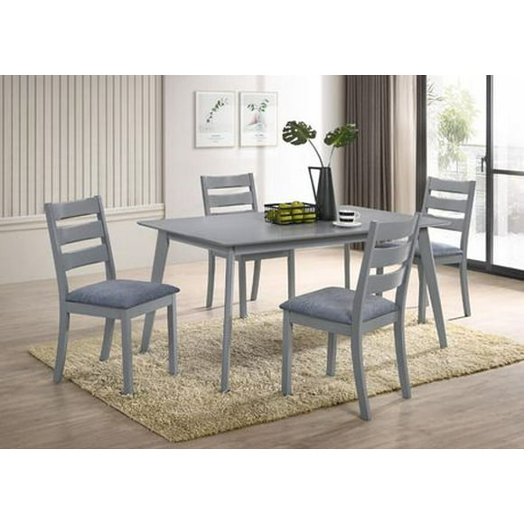 Aerys Tommy Solid wood Dining Table Set with 4 Dining Chairs in Grey