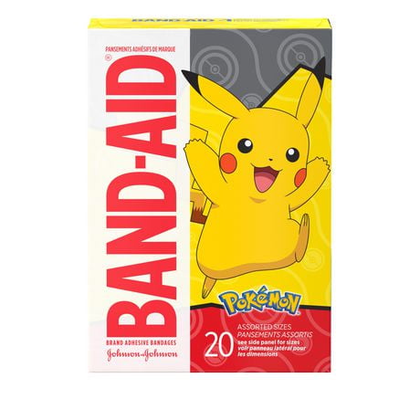 Pansements adhésifs de marque Band-Aid avec motifs Pokémon – Pansements adhésifs à motifs pour enfants - Coupures, éraflures et plaies mineures, 20 pansements non adhérents 20&nbsp;pansements