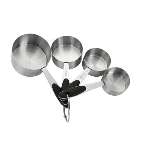 Mainstays 4-Piece Stainless Steel Measuring Cups Easy Grip Handles, MS 4 Piece Measuring Cups