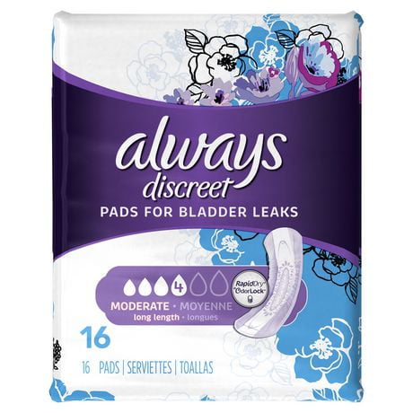 Always Discreet, Incontinence Pads, Moderate, Long Length, | Walmart Canada