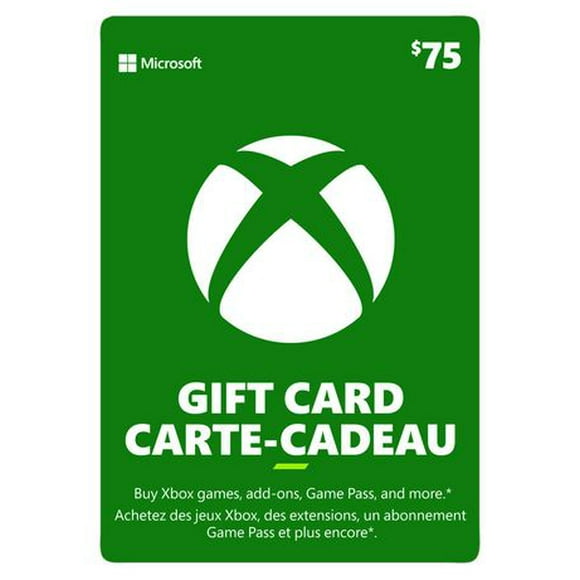 Carte-cadeau Xbox Live de 75 $ CAD en Téléchargement Numérique