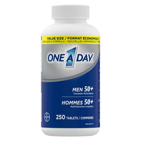 Multivitamines One A Day pour hommes de 50 ans et plus – Vitamines quotidiennes pour hommes contenant des vitamines A, B, C, D et E, du calcium, du sélénium, du magnésium et du zinc 250&nbsp;comprimés