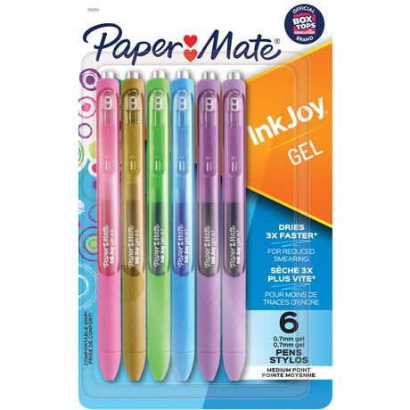 Paper Mate InkJoy Gel Pens, Medium Point (0.7 mm), Assorted Colours, 6 Count