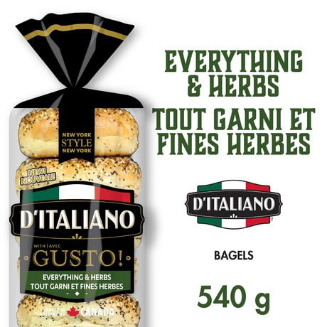 D’Italiano with Gusto!™ Everything & Herb Bagels, 540 g