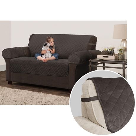 Mainstays 3-Piece Reversible Loveseat Furniture Protector, Chocolate/Brownstone, Furniture protector