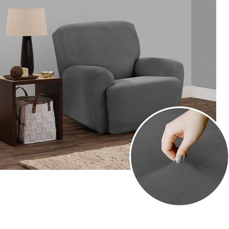 Housse de fauteuil inclinable 4 pièces en tissu extensible doux au toucher SmartFit, anthracite Housse de meuble