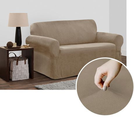 SmartFit 1-Piece Soft Touch Stretch Loveseat Furniture Cover, Tan, Loveseat furniture cover