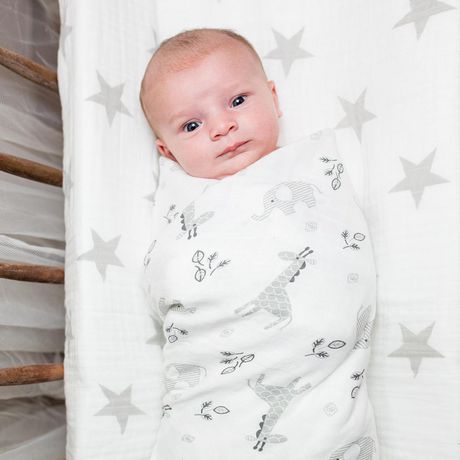 Lulujo - Baby Cotton Muslin Swaddle Blanket + 2 Pack Security Blankets ...