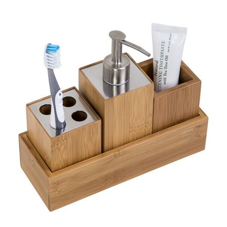 Honey-Can-Do Honey Can Do Bamboo 4-Piece Dispenser Set | Walmart Canada