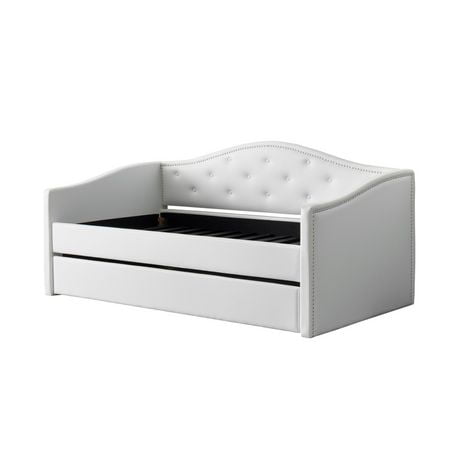 Fairfield White Fabric  Day Bed with Trundle, Twin/Single