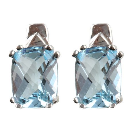 10KT White Gold and Oval Blue Topaz Earrings | Walmart Canada