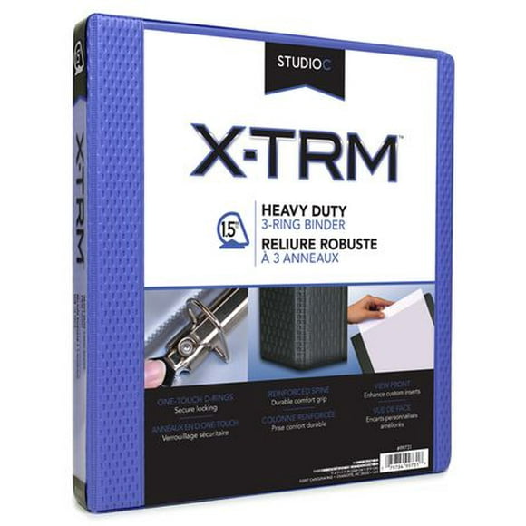 Classeur robuste XTRM Studio C en vinyle pervenche d'1,5 po