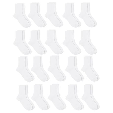 Lot de 20 paires de mi-chaussettes Athletic Works pour hommes Pointures 7-11