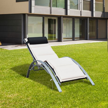 Outsunny Adjustable Reclining Outdoor Chaise Lounge Chair ...