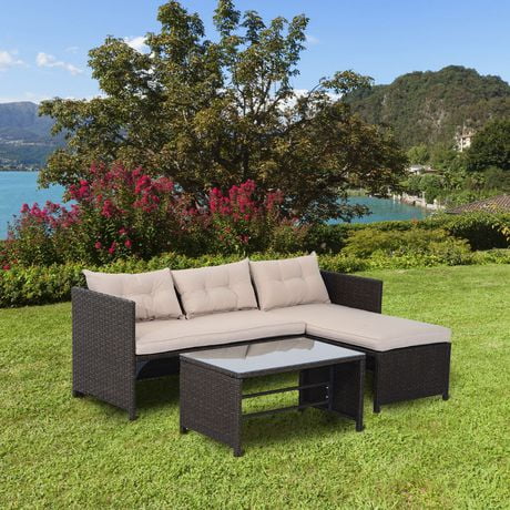 Outsunny 3pc Patio Rattan Sofa Set | Walmart Canada