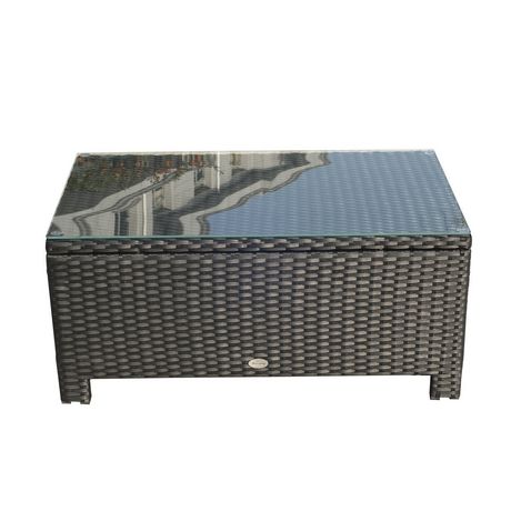 Outsunny Rattan Coffee Table With Glass, Outsunny Black Rattan Coffee Table