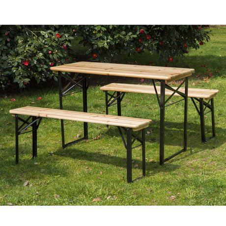 Outsunny Portable Heavy Duty 3 Pieces Picnic Table And Bench Set