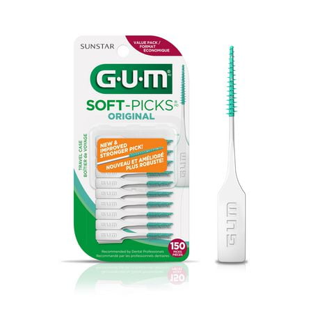 GUM® Soft-Picks Original Dental Picks, Between Teeth Cleaning, Travel Case, 150 Count