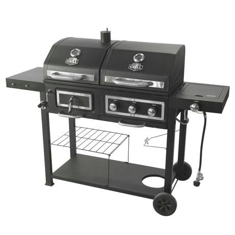 Expert Grill 3 Burner Gas & Charcoal Combo Grill, Black with Stainless Steel, GBC1793WC-C, 735 Sq. In. cooking area
